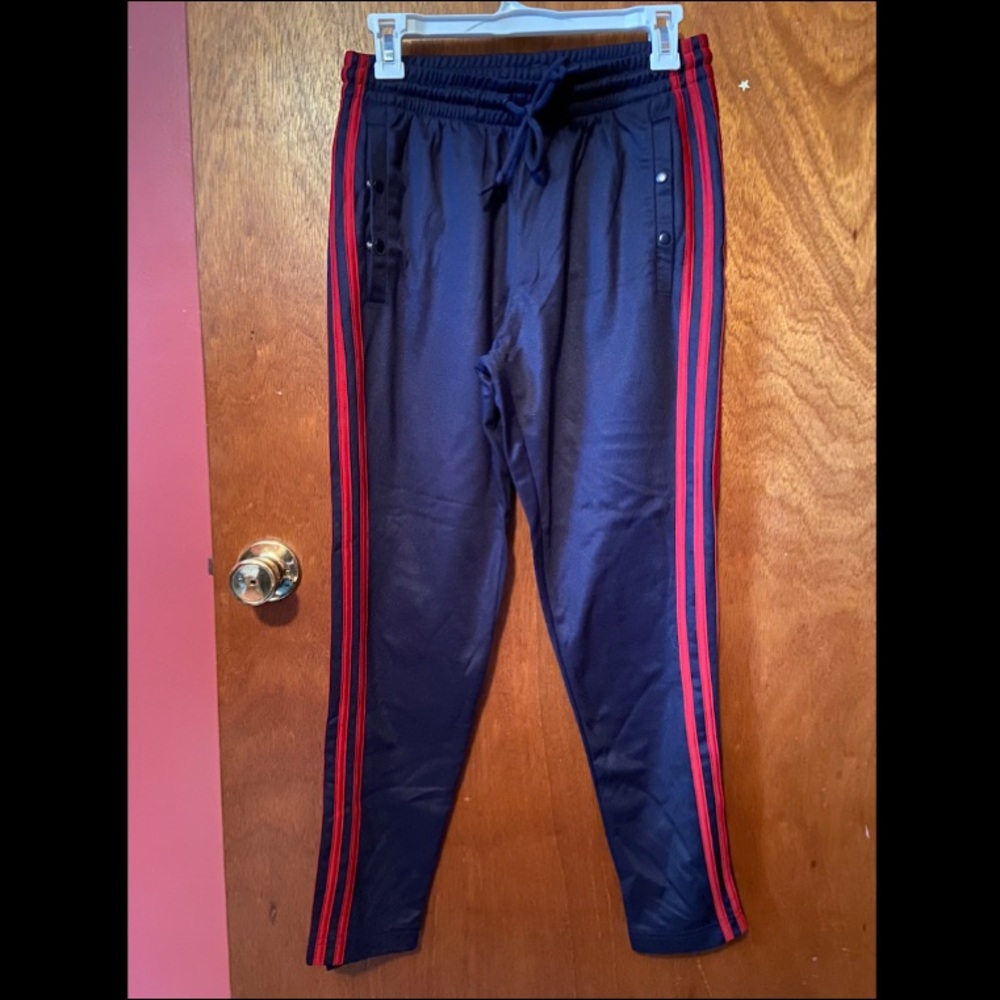Adidas womens snap up workout training track pants size small, practically new